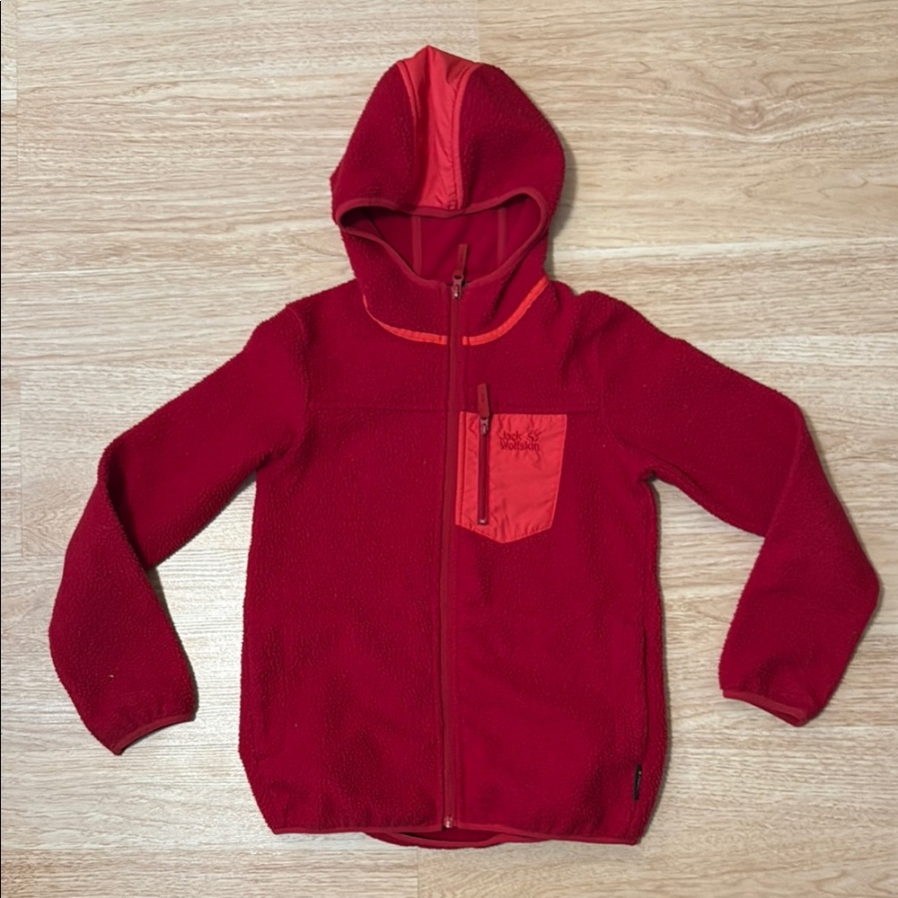Jack Wolfskin Kids Red Zip-Up Hoodie